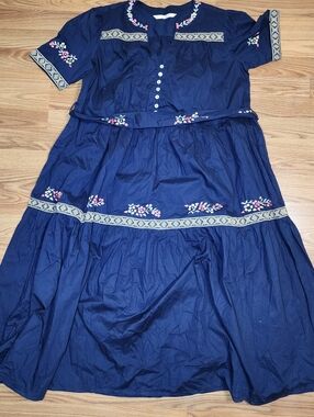 Wayward Fancies eShakti Dress Women XL 18 Puff Sleeve Tiered Maxi Boho Swing